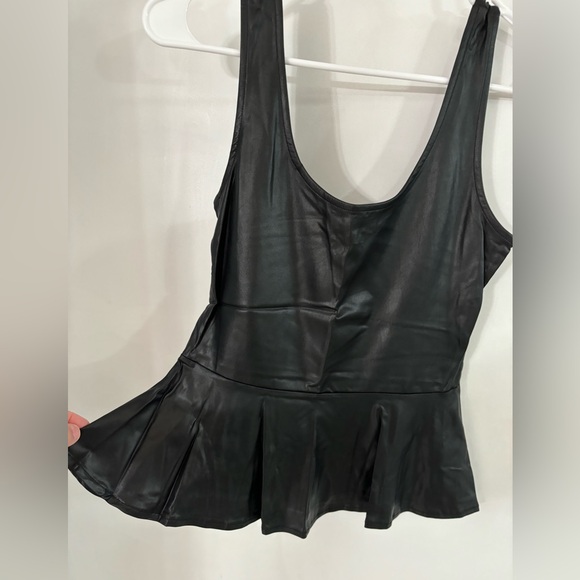 2/$15- Bebe Faux Leather Peplum Tank - Picture 2 of 6